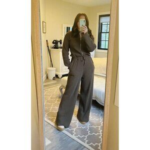 WeWoreWhat Relaxed Sweater Knit Green Jumpsuit Size S